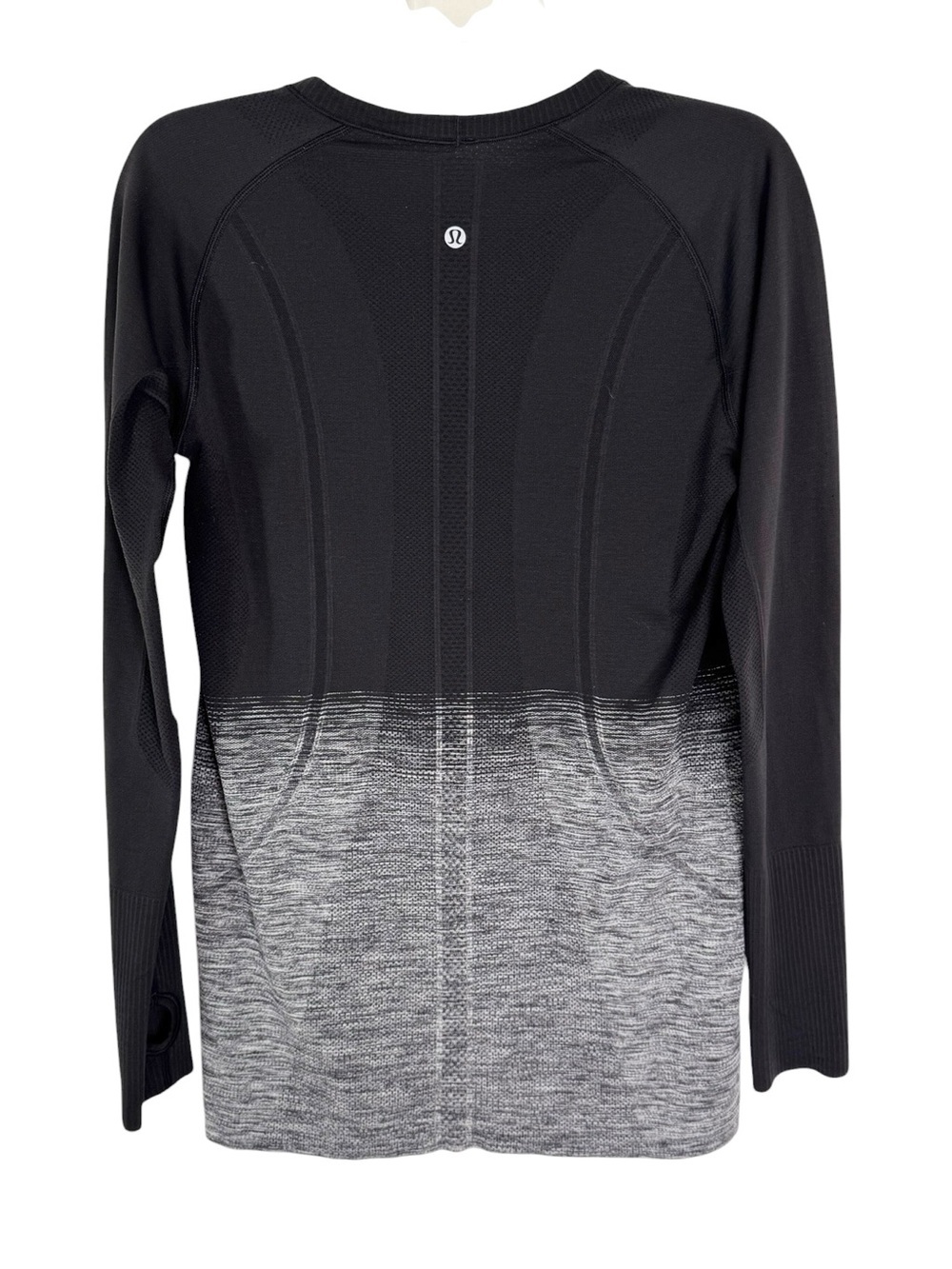 Lululemon Swiftly Tech Long Sleeve Crew Top black/Grey Ombre size 10 - Picture 5 of 8